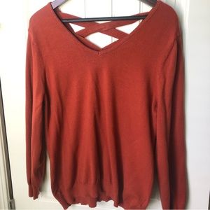 Burnt Orange Sweater with Crisscross Back Detail by Love Ellie, XXL
